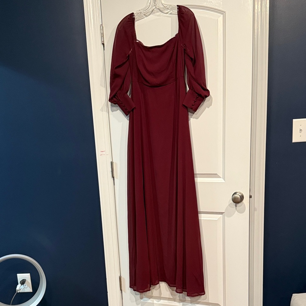 Lulu's Deep Red Long Sleeve Dress